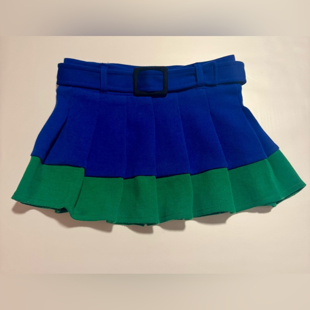 Girls Fab Kids Blue and Green Pleated Skirt XS